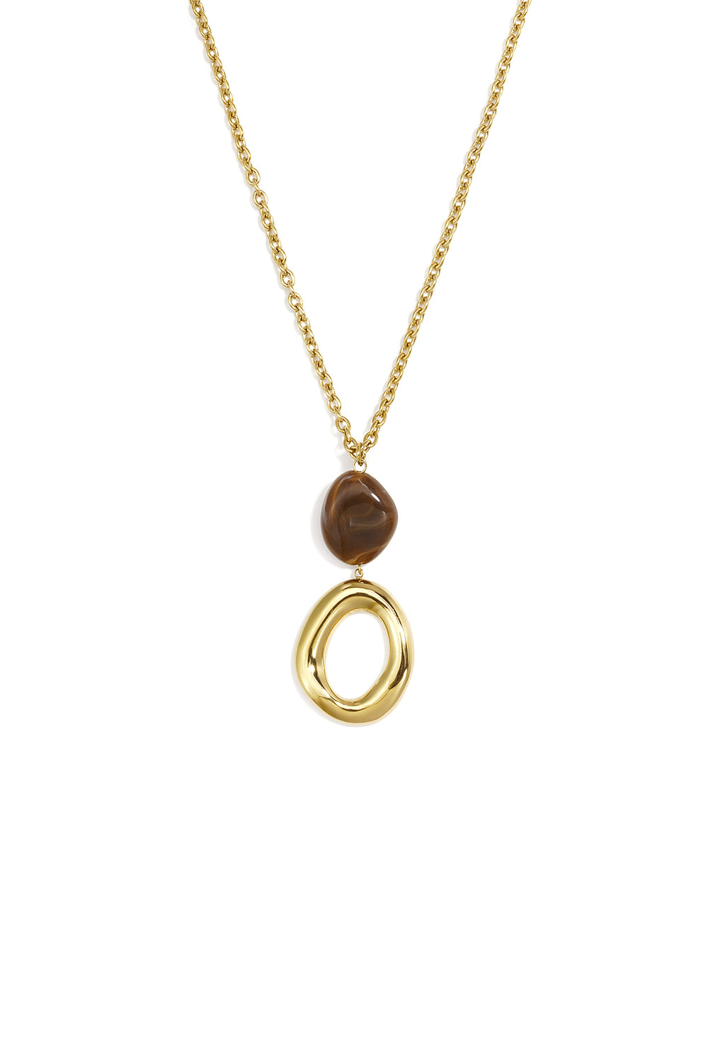Lange Ketting Organic Stone Goud