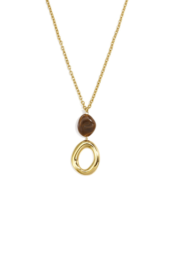 Lange Ketting Organic Stone Goud