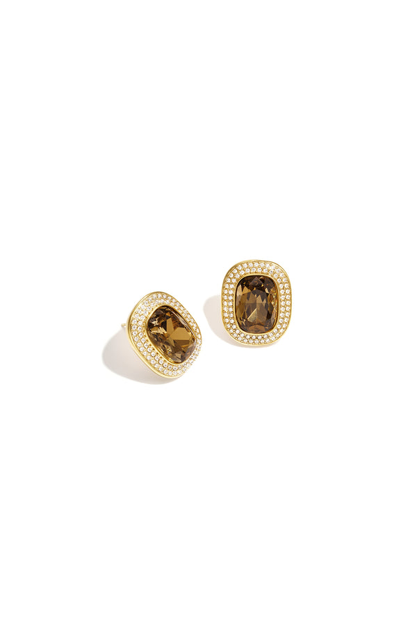 Oorbellen Statement Stone Goud Brown