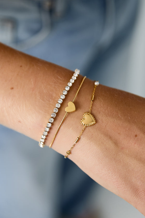 Dubbele Armband Tennis Hart Goud