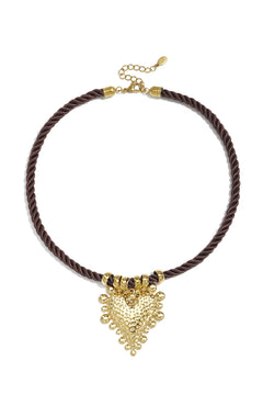 Choker Touw Hart Goud Brown