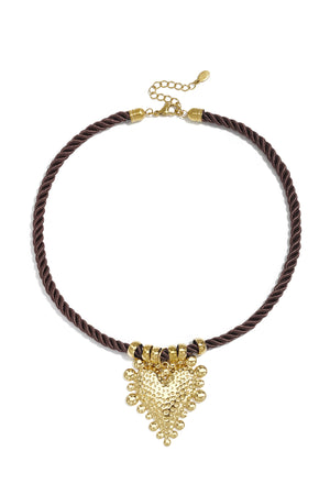 Choker Touw Hart Goud Brown