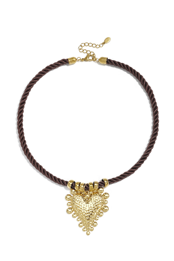 Choker Touw Hart Goud Brown