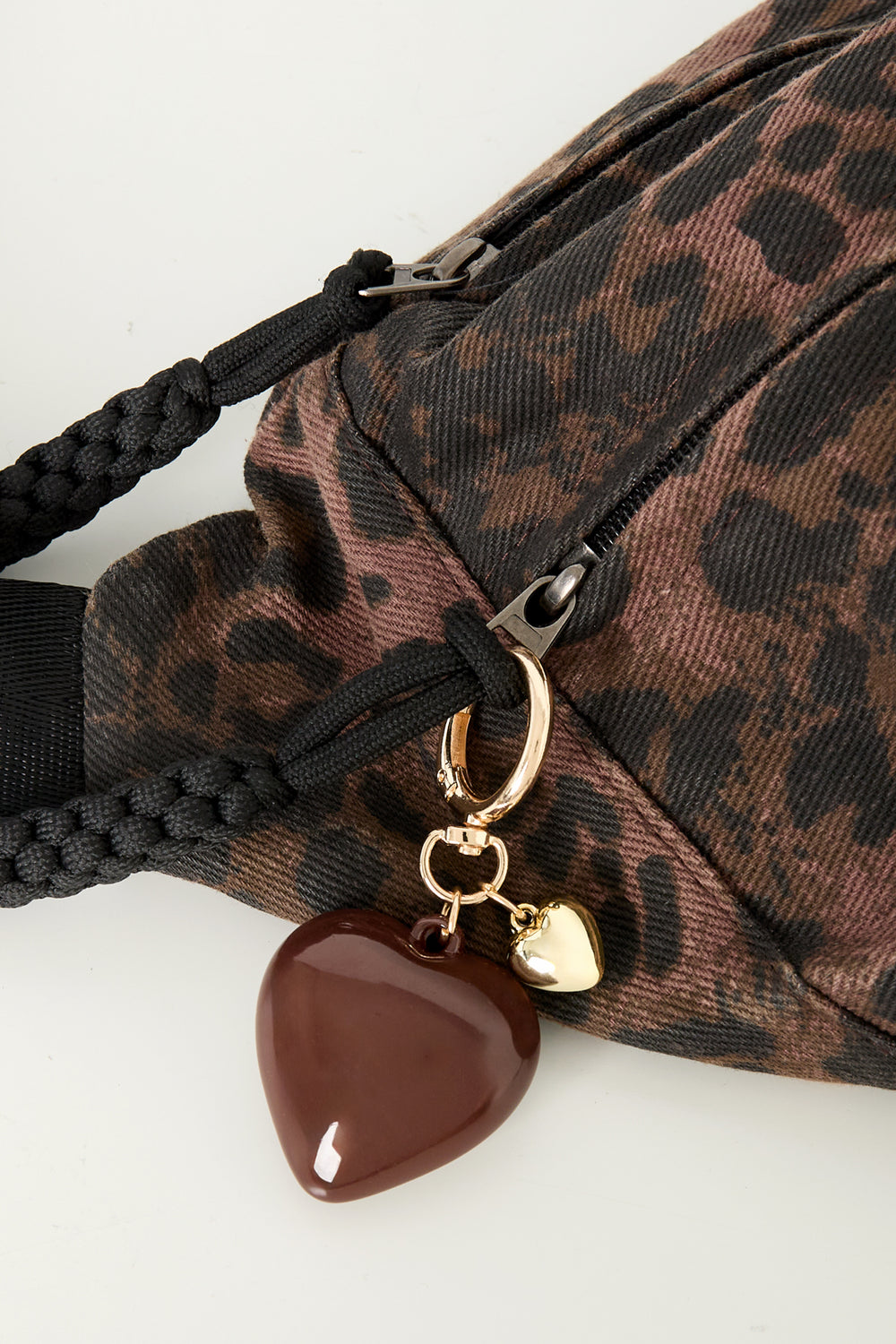 Bag Charm Heart Brown