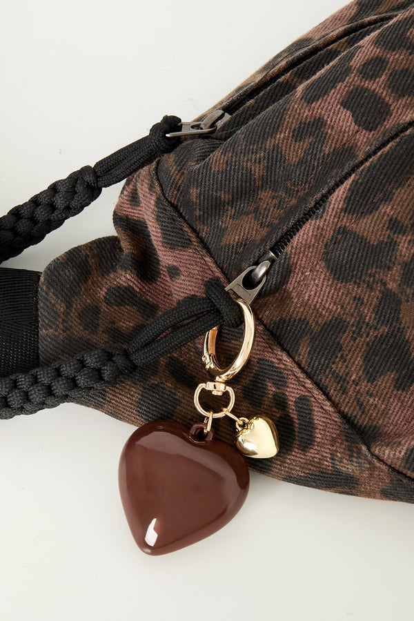 Bag Charm Heart Brown
