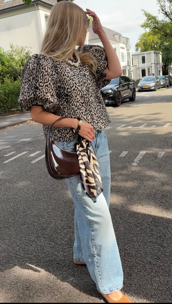 Schoudertas Lak Chocolade Bruin