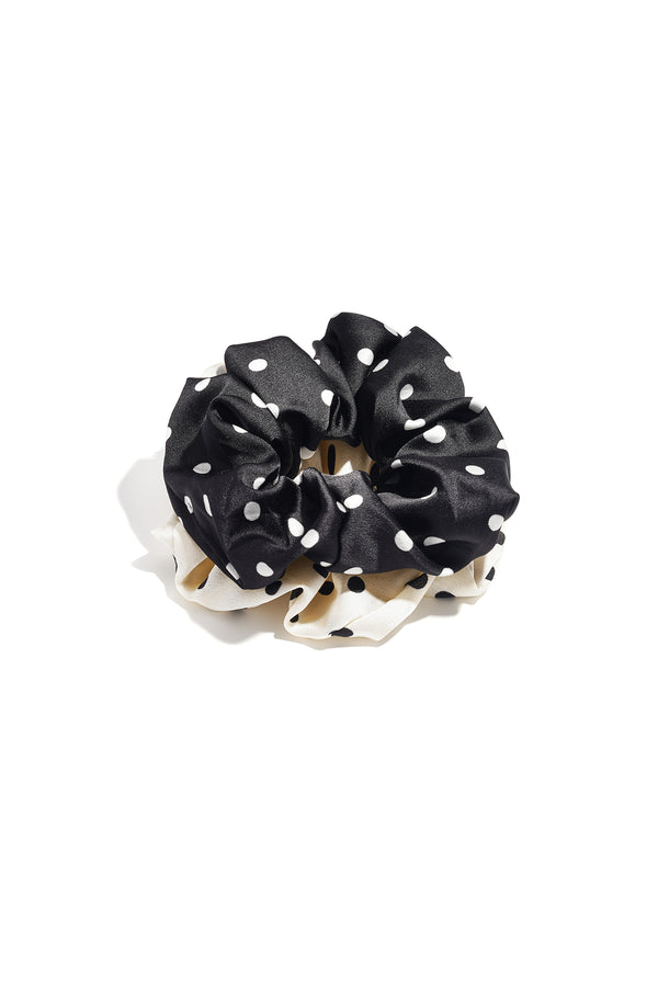 Scrunchieset Polkadot zwart/wit